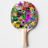 モンスターかわいいキャラクターのハロウィンパターン 卓球ラケット (正面)