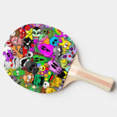 モンスターかわいいキャラクターのハロウィンパターン 卓球ラケット (横)