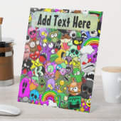 モンスターかわいいキャラクターのハロウィンパターン 台座サイン (インサイチュ)