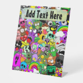 モンスターかわいいキャラクターのハロウィンパターン 台座サイン (正面)