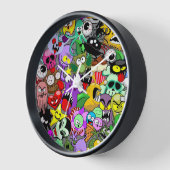 モンスターかわいいキャラクターのハロウィンパターン 壁時計 (傾斜)