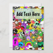 モンスターかわいいキャラクターのハロウィンパターン 招待状 (正面)