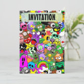 モンスターかわいいキャラクターのハロウィンパターン 招待状 (スタンド正面)