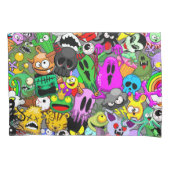 モンスターかわいいキャラクターのハロウィンパターン 枕カバー (正面)