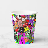 モンスターかわいいキャラクターのハロウィンパターン 紙コップ (裏面)