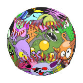 モンスターかわいいキャラクターのハロウィンパターン 野球ボール (裏面)