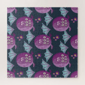 モンスターこうもり:かわいい漫画ヴィンテージ ジグソーパズル (横)