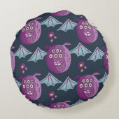 モンスターこうもり：かわいい漫画ヴィンテージ ラウンドクッション (裏面)