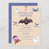 モンスターたちのハロウィン誕生日パーティー 招待状 (正面/裏面)