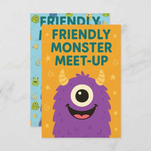 モンスターたちの楽しいお出かけ - 漫画の招待状 招待状 (正面/裏面)