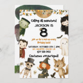 モンスターたちよ集まれ！ハロウィンパーティー誕生日 招待状 (正面/裏面)