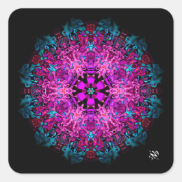 モンスターと花(抽象芸術パターン) v1 スクエアシール