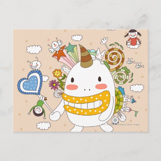 モンスターと遊んでいる子供 ポストカード (正面)