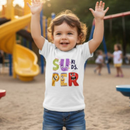 モンスターのアルファベットで書いた"Super Kids"  ベビーTシャツ