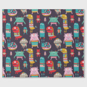 モンスターのシームレスおもしろいパターン ラッピングペーパー (フラット)