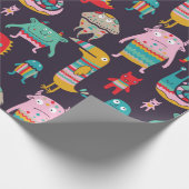 モンスターのシームレスおもしろいパターン ラッピングペーパー (角)