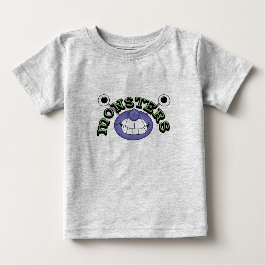 モンスターのテーマのおもしろいな2人の目の口モンスターのTシャツ ベビーTシャツ (正面)