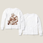 モンスターの上に立つ戦士Tシャツ (デザイン 正面&背面)
