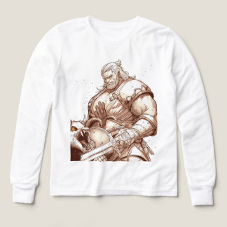 モンスターの上に立つ戦士Tシャツ