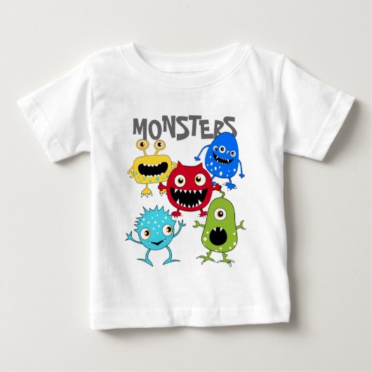 モンスターの乳児のTシャツのかわいい束 ベビーTシャツ (正面)