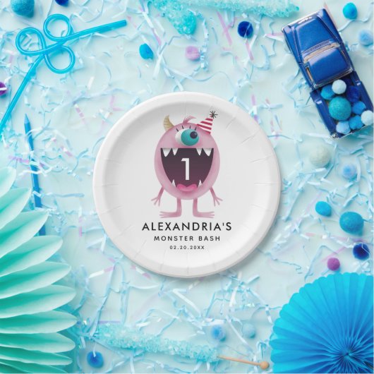 モンスターの強打の子供の誕生日のパーティーのピンク ペーパープレート (パーティー)