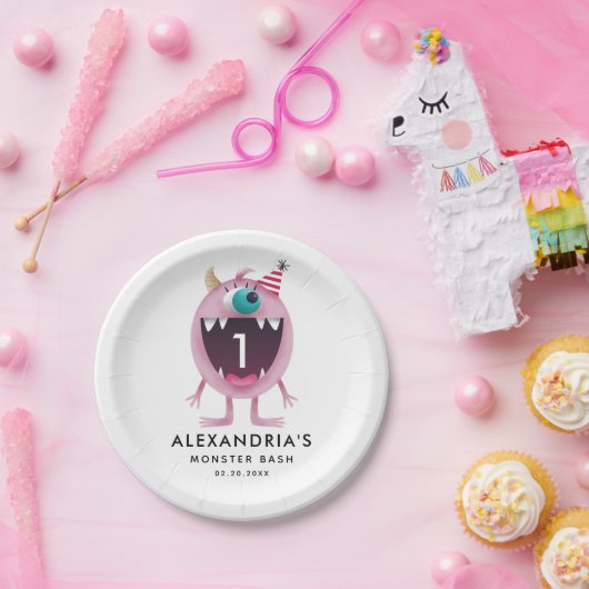 モンスターの強打の子供の誕生日のパーティーのピンク ペーパープレート (パーティー)