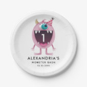 モンスターの強打の子供の誕生日のパーティーのピンク ペーパープレート (正面)