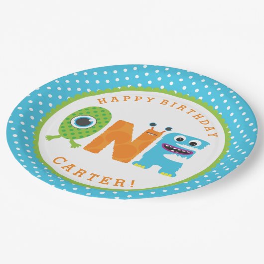 モンスターの最初誕生日の紙皿 ペーパープレート (アングル)