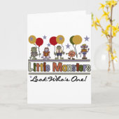 モンスターの最初誕生日のTシャツおよびギフト カード (黄色い花)