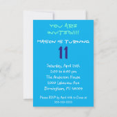 モンスターの歯 11歳の誕生日パーティー招待状 招待状 (裏面)