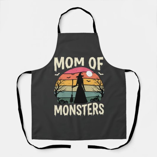 モンスターの母ハロウィンウィッチの夕焼け エプロン (正面)