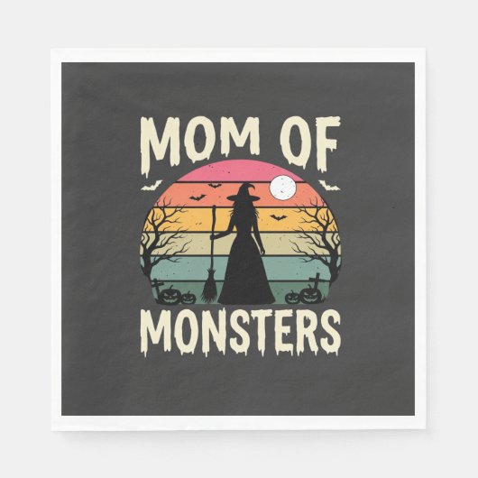 モンスターの母ハロウィン魔女の夕焼け スタンダードランチョンナプキン (正面)