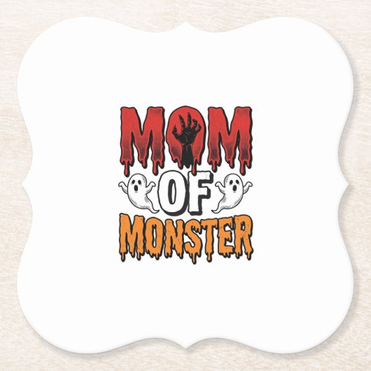 モンスターの母ヴィンテージハロウィンTシャツデザイン_1 ペーパーコースター (正面)