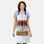 モンスターの母 ヴィンテージ ハロウィンTシャツ デザイン_1 エプロン (着用した状態)