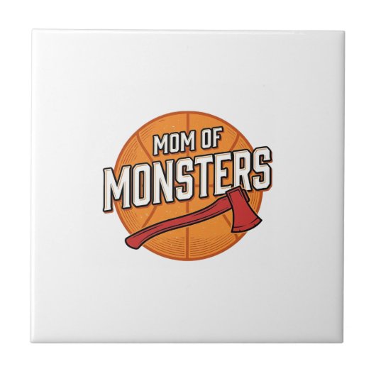 モンスターの母 ヴィンテージ バスケットボールママデザイン_1 タイル (正面)