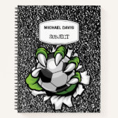 モンスターの爪がサッカーを握るカスタムスパイラル ノートブック (正面)