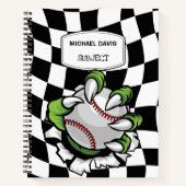 モンスターの爪が野球のボールを握ったカスタムデザイン ノートブック (正面)