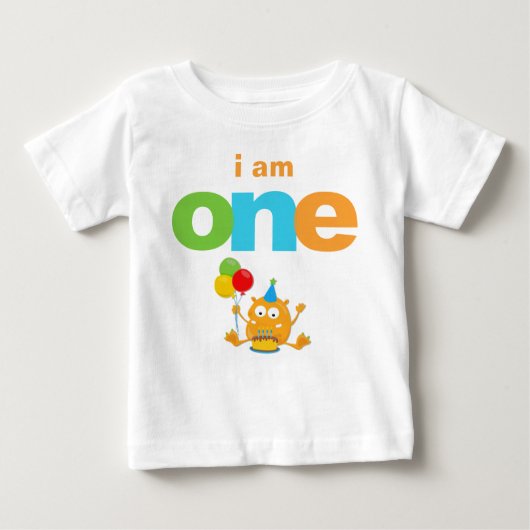 モンスターの第1誕生日のTシャツの幼児のベビーの子供 ベビーTシャツ (正面)