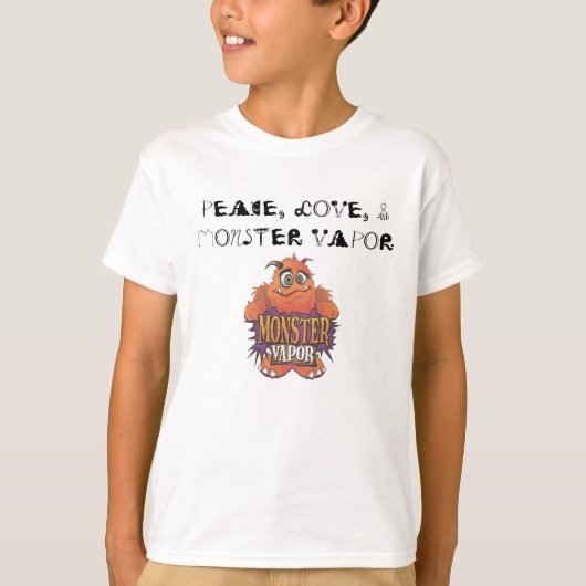 モンスターの蒸気、平和、愛、及びモンスターの蒸気 Tシャツ (正面)