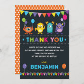 モンスターの誕生日の強打の黒板のサンキューカード 招待状 (正面/裏面)