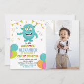 モンスターの誕生日招待状バルーン旗写真 招待状 (正面)