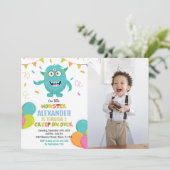 モンスターの誕生日招待状バルーン旗写真 招待状 (スタンド正面)