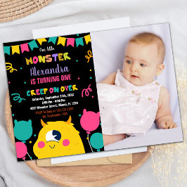 モンスターの誕生日招待状バルーン旗写真 招待状