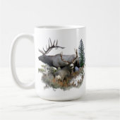 モンスターの雄牛のトロフィの木びき台 コーヒーマグカップ (左)