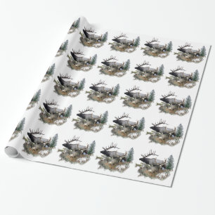 モンスターの雄牛のトロフィの木びき台 ラッピングペーパー