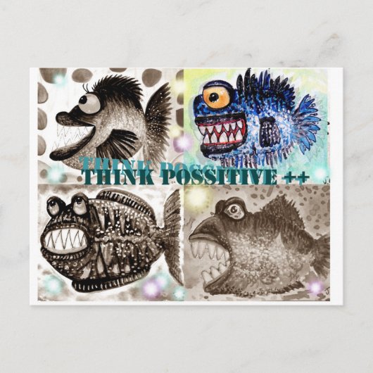 モンスターの魚の集団 ポストカード (正面)