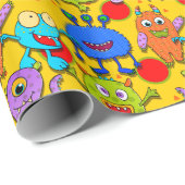 モンスターの黄色い紫色の赤く青いオレンジギフト用包装紙 ラッピングペーパー (ロールコーナー)