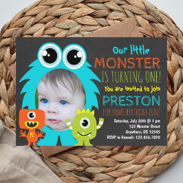 モンスターの1歳誕生日招待状（写真付き） 招待状