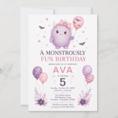 モンスターの5歳の誕生日おめでとう 招待状 (正面)