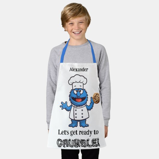 モンスターを砕く準備をするパーソナライズ エプロン (着用した状態)